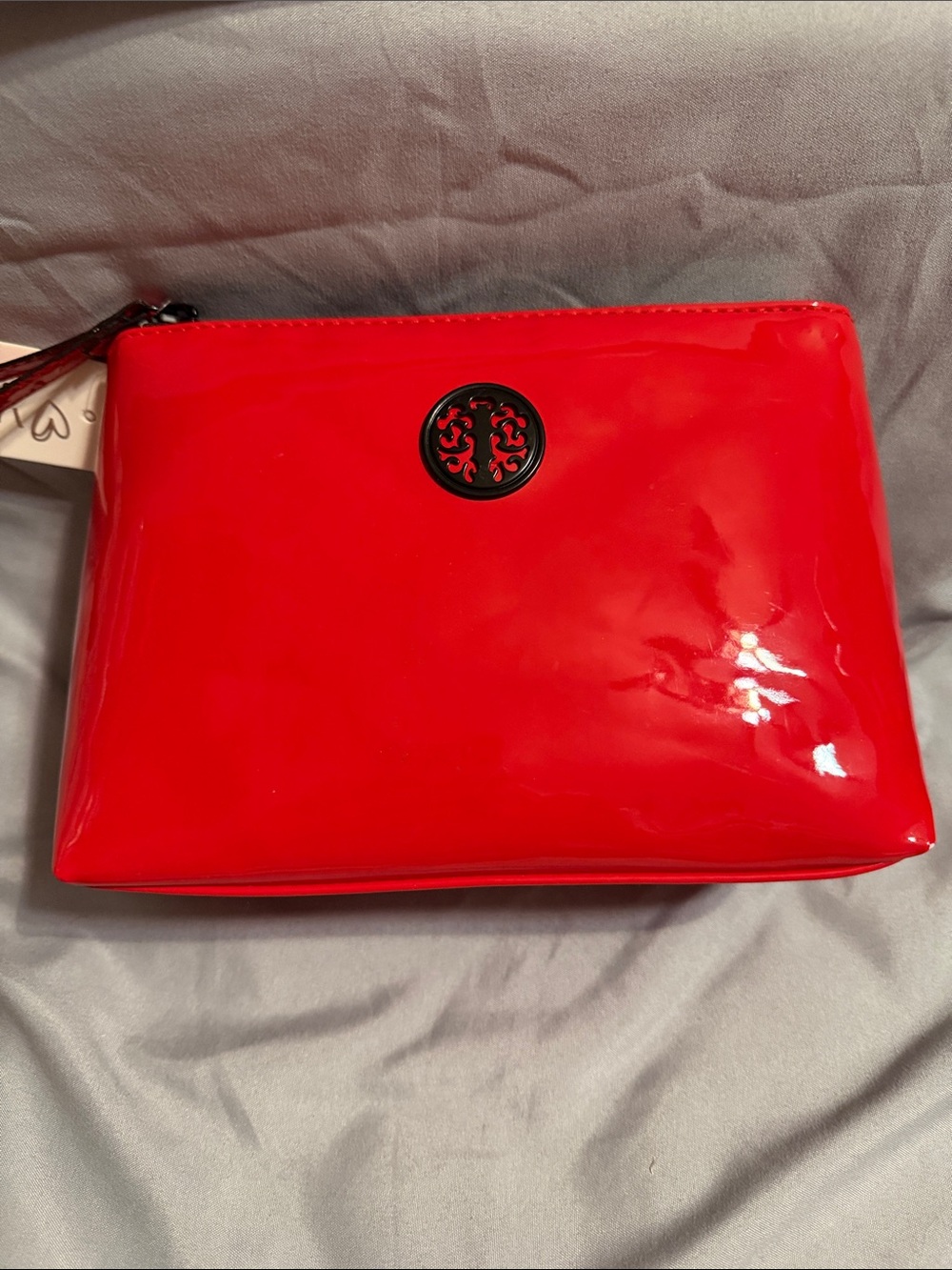 Red Patent Wristlet Clutch - Women's Cosmetic Pouch